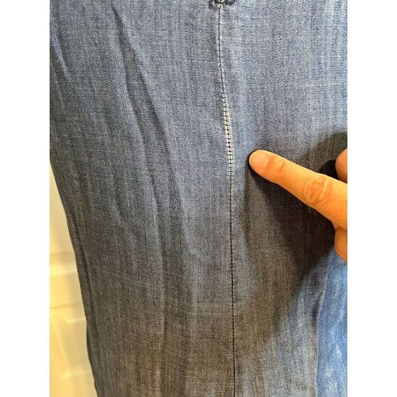 Max Jeans Sleeveless Chambray Tencil Denim Lightweight Shift Dress with Trim - Picture 10 of 13